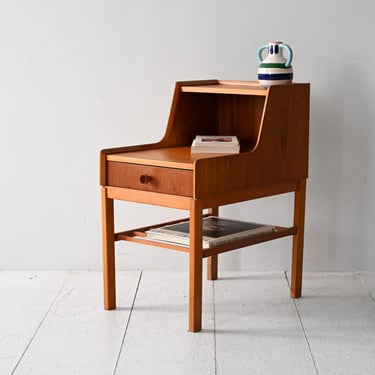 Vintage Scandinavian Teak Nightstand with Drawer and Open Shelves, 1960s 