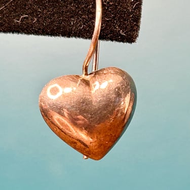 Puffy Heart Earrings Sterling Silver For Pierced Ears 925 Vintage Fine Jewelry 