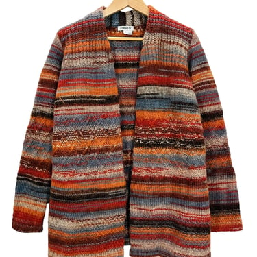 Orvis Southwestern Geometric Wool Open Cardigan Duster Sweater Small
