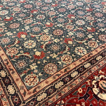 Vintage Aquamarine, Red and Blue Hand Knotted Area Rug