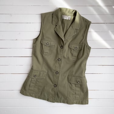 green cotton vest | 90s vintage olive green khaki utility vest 