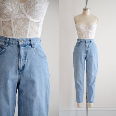 high waisted jeans 90s vintage Bonjour faded denim petite cropped ankle jeans 