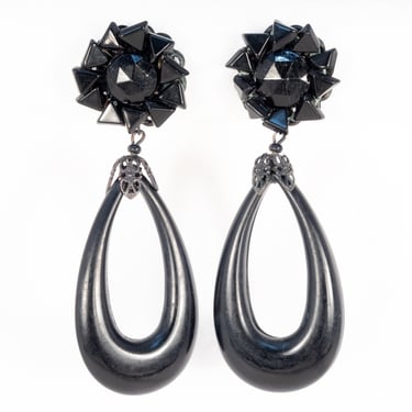 Miriam Haskell Black Drop Earrings