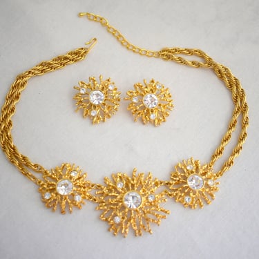 1990s Kenneth Jay Lane for Avon "Regal Riches" Necklace and Clip Earrings Set 