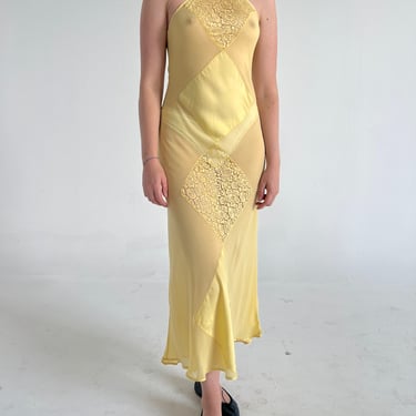 Vintage Versace Yellow Silk Dress