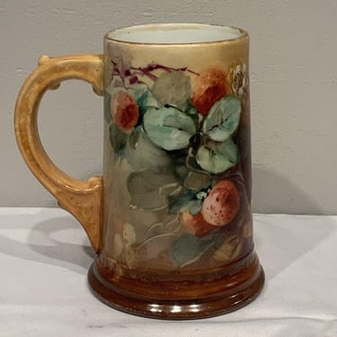 Antique Limoges France W.G. & Co Berries Strawberries Leaves Mug Stein, French cottage core, elegant tableware, collectible mug 