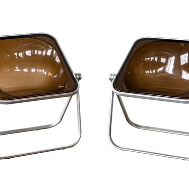 Post Modern Pair of Plona Folding Lucite Chairs by Piretti for Castelli Italy 