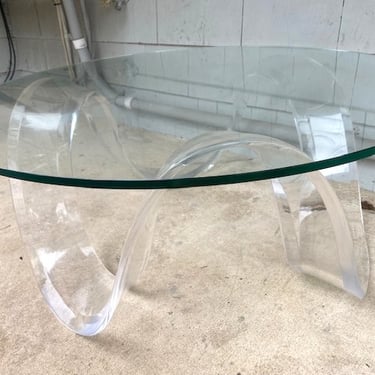 Midcentury Lucite Ribbon Wave Table