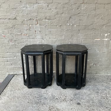 Hollywood Regency Black Lacquer End Table