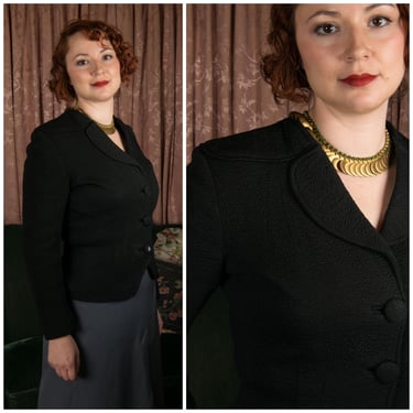 1940s Jacket - Wicked Vintage Early 40s Tailored Jacket of Heavy Double Knit Wool Jacquard by Jedwin's Intermountain Knitting Mills 