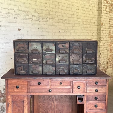 Antique 1890s Wood Parts Cabinet 