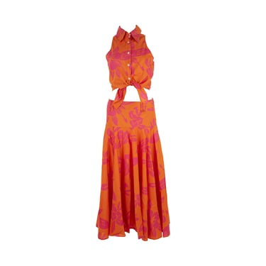 Dolce &amp; Gabbana Orange Floral Skirt Set