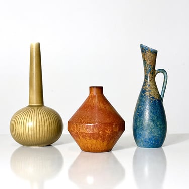 Grouping of Rorstand Ceramic Vases By Gunnar Nylund & Carl Harry Stalhane Sweden 1950s 