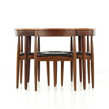 Hans Olsen for Frem Rojle Mid Century Danish Teak Dining Table with Nesting Chairs - Set of 4 - mcm 