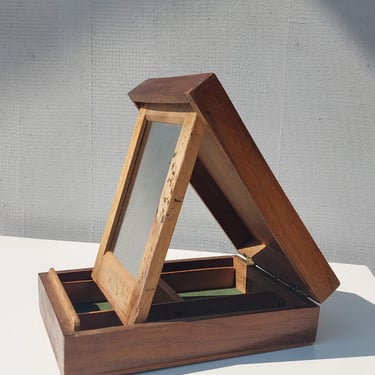 Vintage Wooden Schaving Box / Wooden Box with Mirror / Vintage / Gift for Him / Traveler Schaving Box / 1950s 