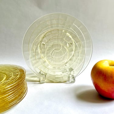 Vintage, Anchor Hocking, Block Optic, Depression Pressed Glass Plates in Canary Yellow - Art Deco, Pressed, Choose 6 and 8 inch, 1929-1933 