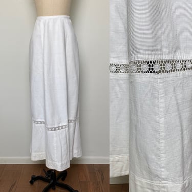 Antique Victorian Petticoat White Cotton Under Skirt 