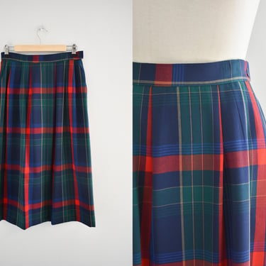 1980s/90s Pendleton Plaid Pleated Midi Skirt 