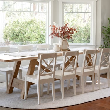 PARALLAX- Solid Wood Angular Cross Leg Dining Table (Made to Order) 