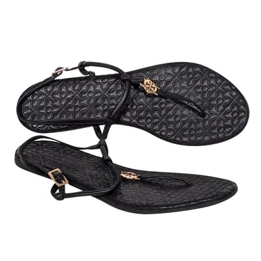 Tory Burch - Black Quilted Leather Strappy Sandals Sz 8