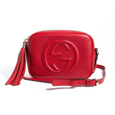 GUCCI Red Small Leather Soho Disco Bag