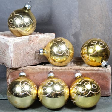 Vintage Rauch Glass Gold, Glittered Christmas Ornaments | Set of 6 | 2