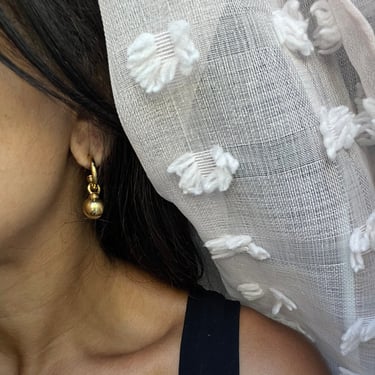 vintage gold tone minimalist hoop marble drop earrings 