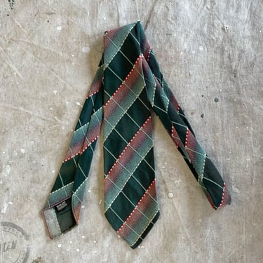 Vintage 1930s 1940s Striped Green Striped Tie 