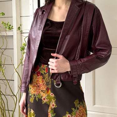 80s Burgundy Leather Jacket | M