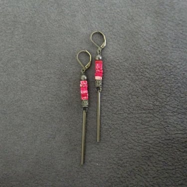 Minimalist red imperial jasper earrings 