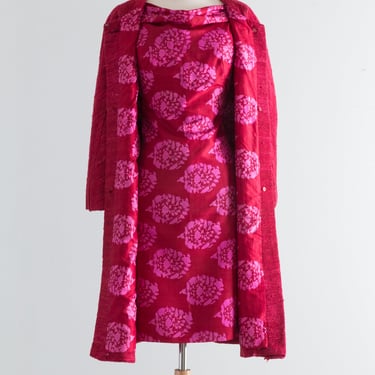 Elegant 1960's Custom Two Piece Dress & Coat Set / Petite Small