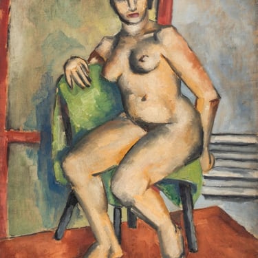Frances Reswick Seated Nude Woman Oil on Canvas