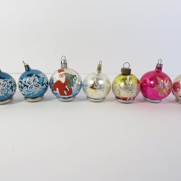 Vintage Made in Poland Czech Stenciled Christmas Ornaments -  Christmas Ball Ornaments 