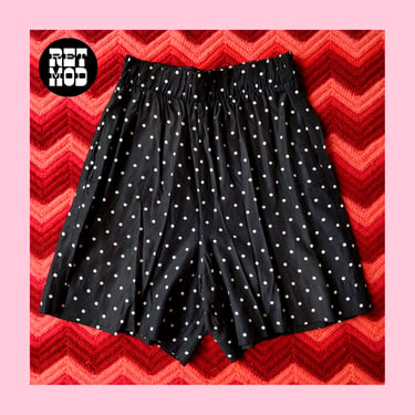 Fun Vintage 80s 90s Black White Polka Dot High-Waisted Shorts with Pockets 