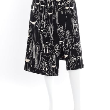 Asymmetrical Graphic Wrap Skirt