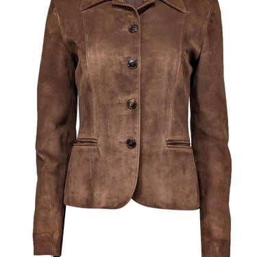 Ralph Lauren - Brown Suede Button Front Jacket Sz 6