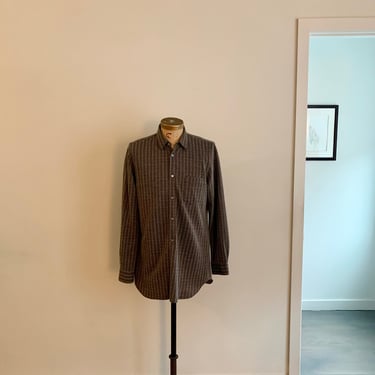 1990s mens Comme des Garçon SHIRT brown dbl knit shirt-size L 