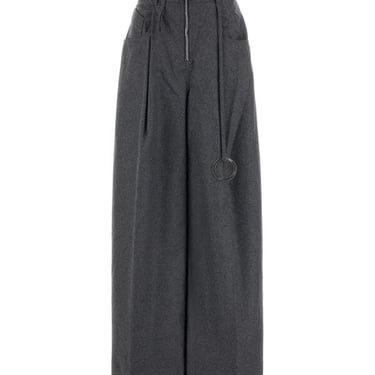 The Attico Woman Dark Grey Wool Blend Palazzo Pant