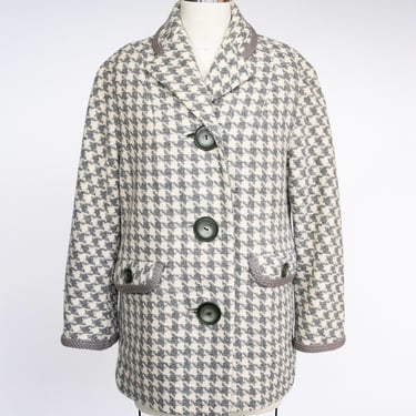 1960s Wool Jacket Houndstooth Mod Coat S 