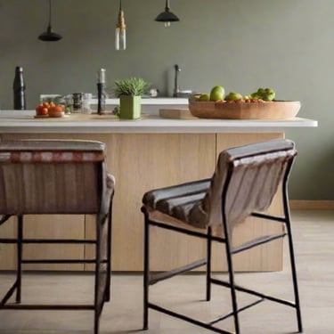 Denver Modern Vail Grey Leather Counter Stool (Wolf/Walnut) FFW258-434