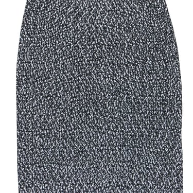 St. John - Back &amp; Silver Textured Knit Pencil Skirt Sz 6