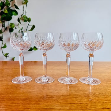 Four Vintage Galway Crystal Hock Wine Glasses - 1980s Glassware 
