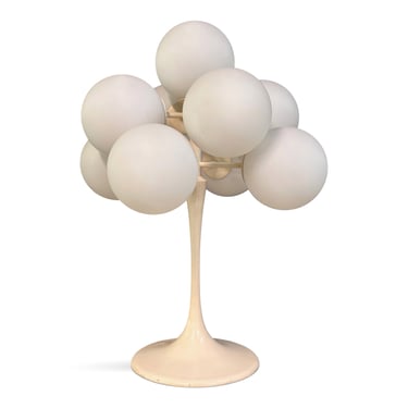 Max Bill 9 White Opaline Globe Table Lamp Mid Century