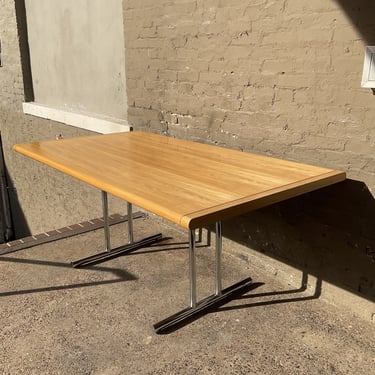 Elm & Chrome Extension Table w/ 2 Leaves