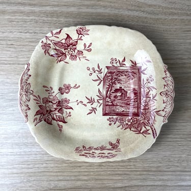 Davenport Pottery Osborne aesthetic movement transferware cake plate - 1800s antique 