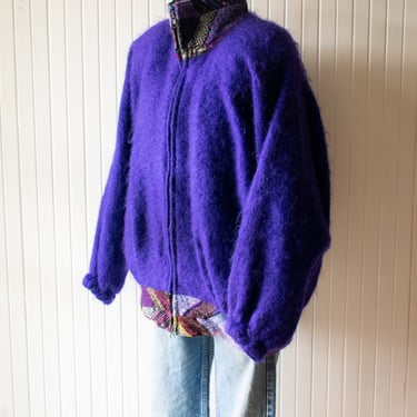 Vintage 1980s Royal Purple Mohair Jacket Extra Large