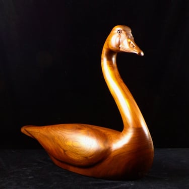 # Hand-Carved Wood Swan Sculpture, Dave Davis