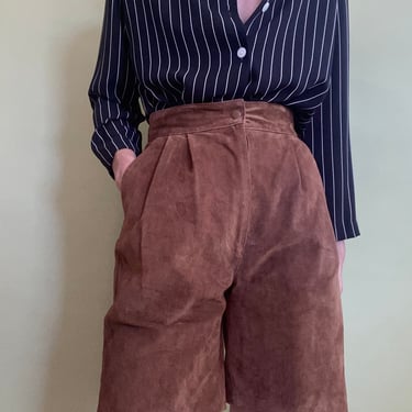 vintage high waisted brown suede shorts size medium 