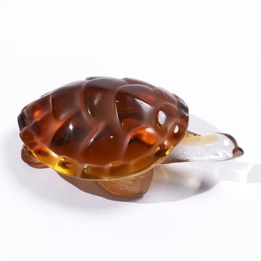 Lalique Amber-Colored Glass Turtle - mcm 