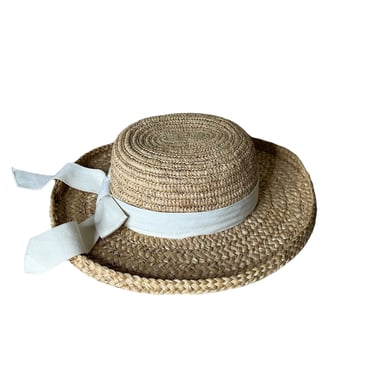 Vintage 90's Cherokee Thick Chunky Straw Sun Hat with Bow 